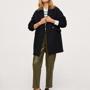 Mango Herringbone double-breasted coat, size S